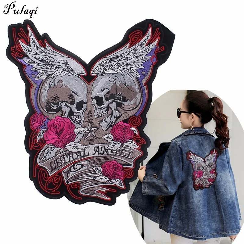 Pulaqi Wings Punk Skull Patches for Clothing Iron On Rose Appliques Big Biker Patch Sew On Jackets Coat Stickers Cool Parches H
Pulaqi Wings Punk Skull Patches for Clothing Iron On Rose Appliques Big Biker Patch Sew On Jackets Coat Stickers Cool Parches H