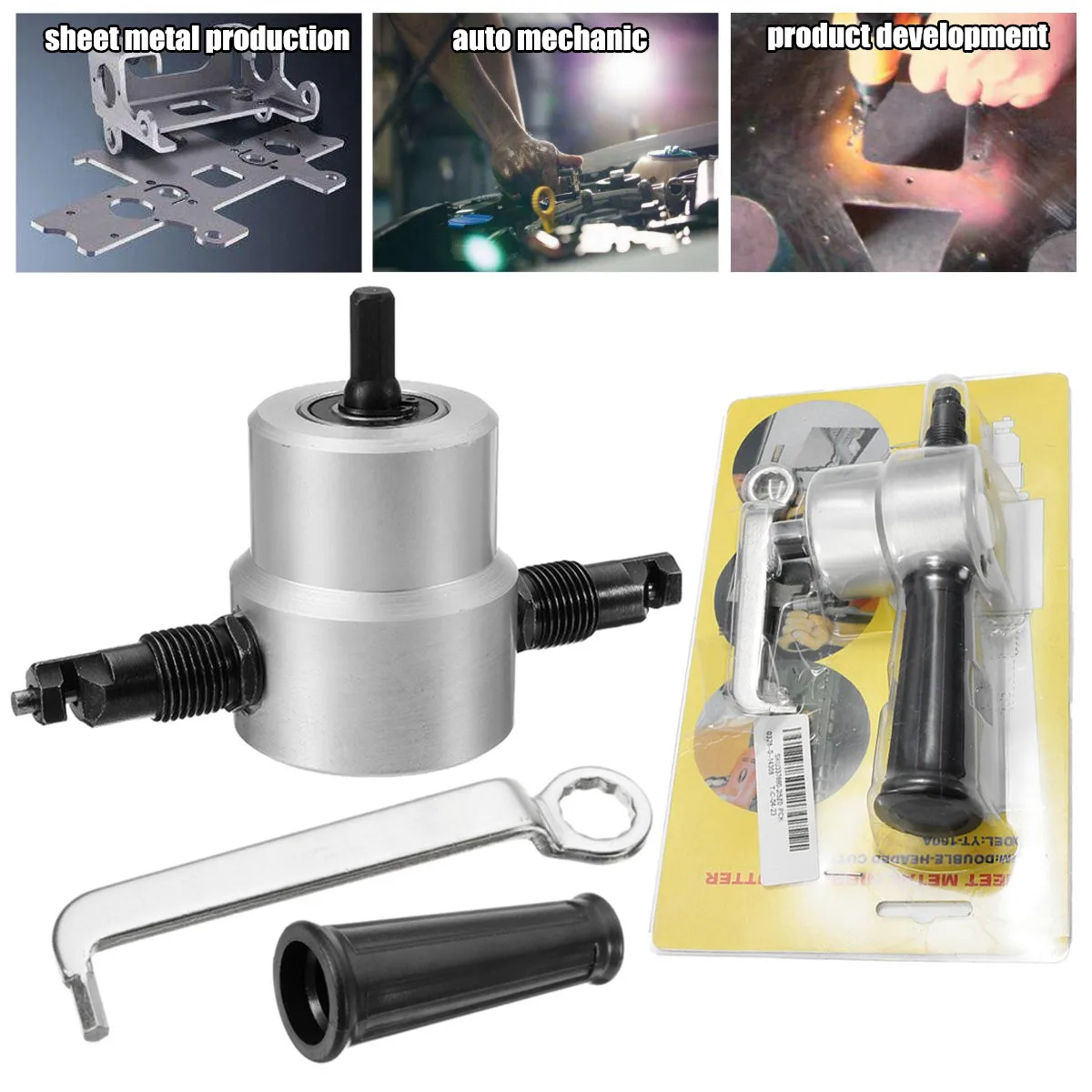 YT-160A Double Head Sheet Metal Nibbler Cutter Drill Attachment Metal Sheet Cutter Free Cutting Tool
YT-160A Double Head Sheet Metal Nibbler Cutter Drill Attachment Metal Sheet Cutter Free Cutting Tool