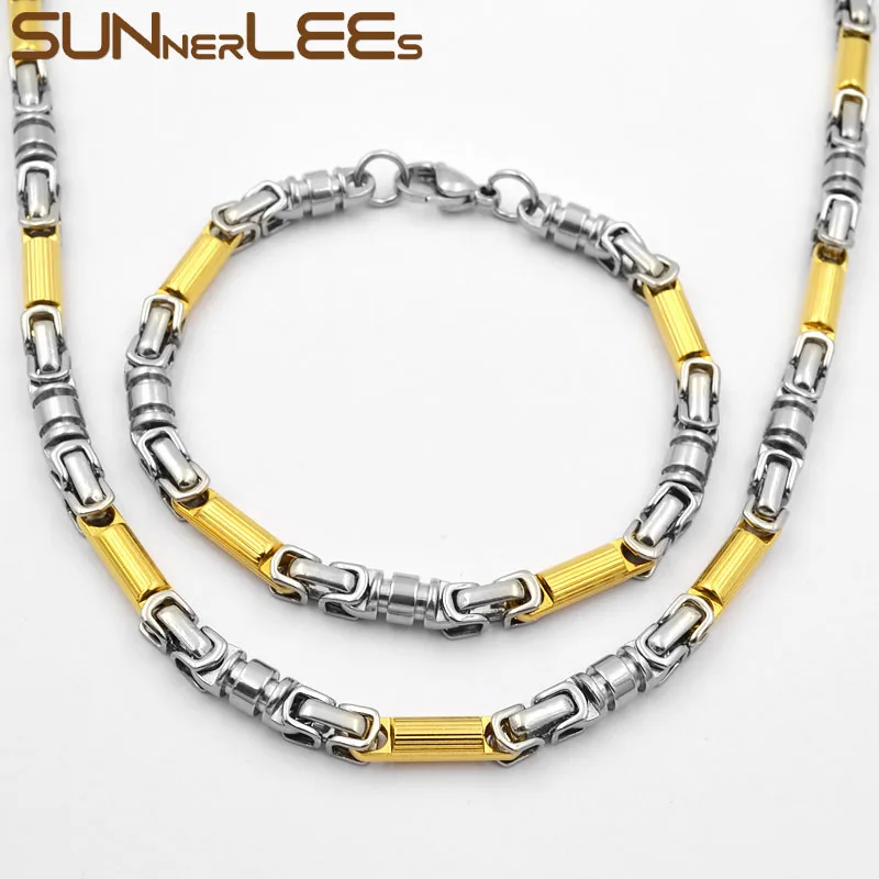 SUNNERLEES Fashion Jewelry Stainless Steel Necklace Bracelet Set 6mm Geometric Link Chain Silver Gold Color For Men Women SC93 S
SUNNERLEES Fashion Jewelry Stainless Steel Necklace Bracelet Set 6mm Geometric Link Chain Silver Gold Color For Men Women SC93 S