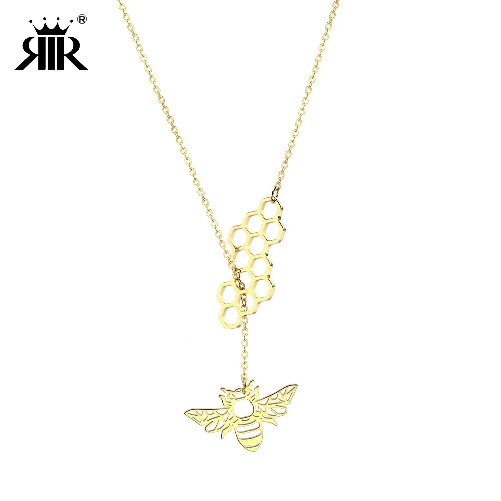 RIR Stainless Steel Cute Jewelry Bee Chain Layered Minimalist Necklace Honeycomb Adjustable Pendant For Charming Bridesmaid Gift
RIR Stainless Steel Cute Jewelry Bee Chain Layered Minimalist Necklace Honeycomb Adjustable Pendant For Charming Bridesmaid Gift