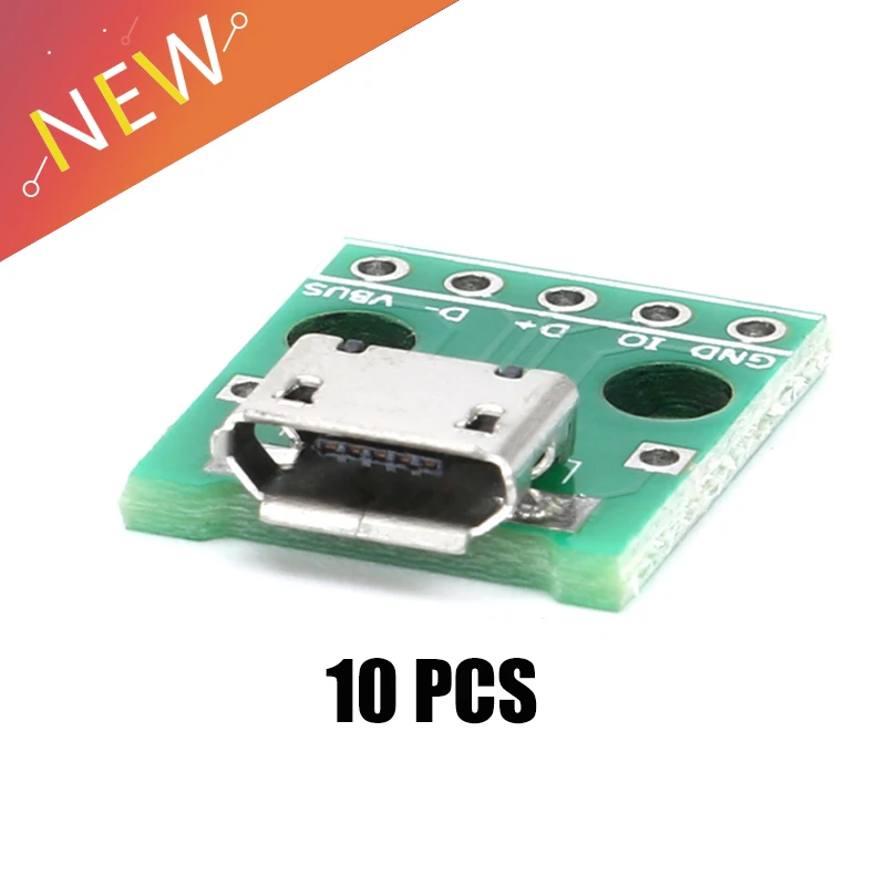 10 шт. адаптер Micro USB Для DIP адаптера 5 контактный разъем Мама плата модуля