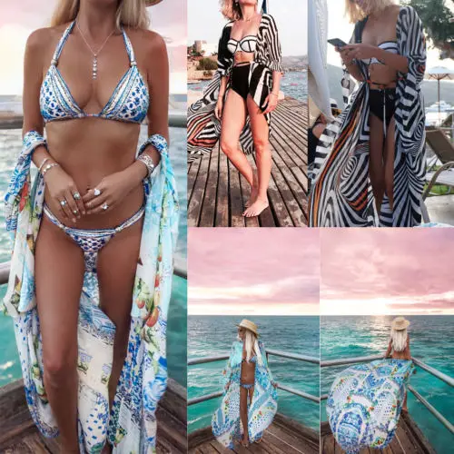 Women Hot Summer Chiffon Bathing Suit Bikini Strip Printed Swimwear Long Maxi Floral Cover Up Beach Dress Smock
Women Hot Summer Chiffon Bathing Suit Bikini Strip Printed Swimwear Long Maxi Floral Cover Up Beach Dress Smock