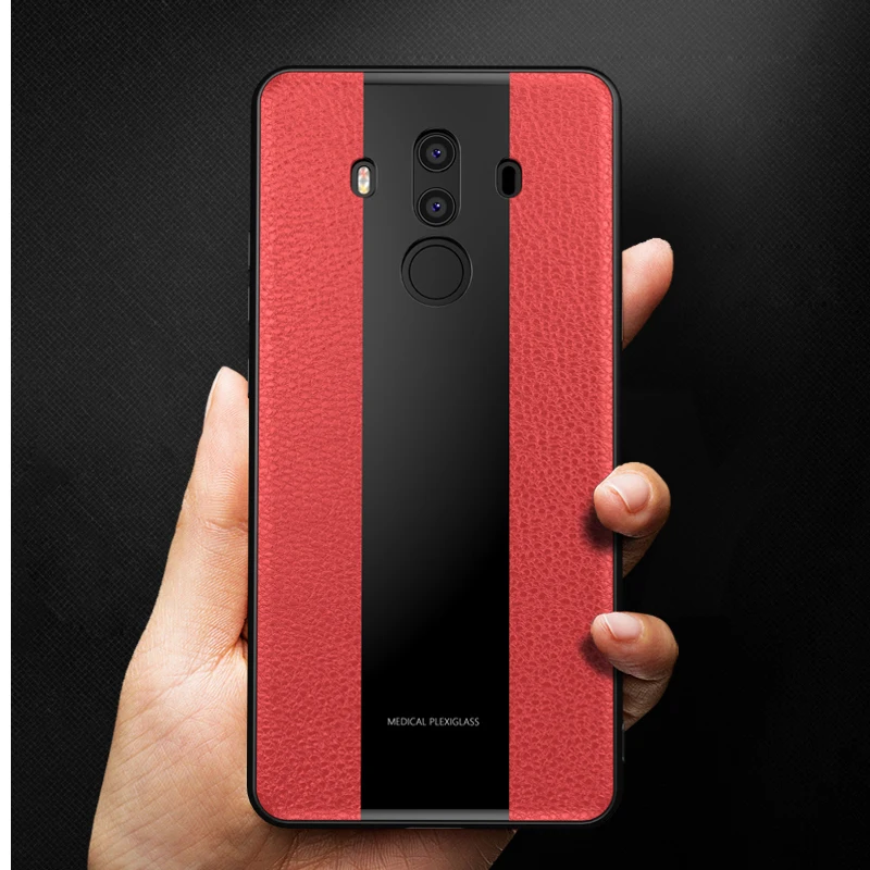 Кожаный чехол из стекла для Huawei Mate 9 10 Pro Mate10 мягкий силиконовый с рамкой оргстекла