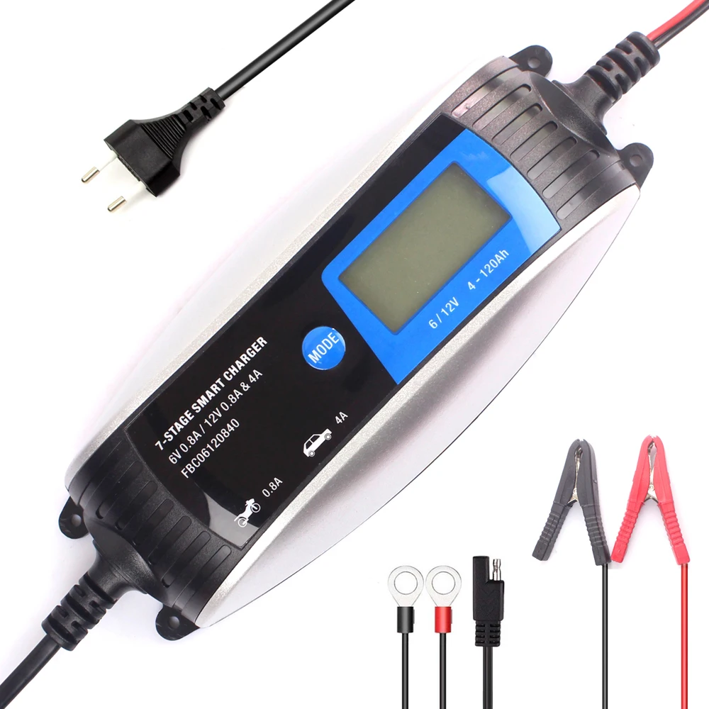 12V 0.8A/4A 6V 0.8A Full Automatic Car Battery Charger Intelligent Fast Power Charging Pulse Wet Dry Lead Acid LCD Display
12V 0.8A/4A 6V 0.8A Full Automatic Car Battery Charger Intelligent Fast Power Charging Pulse Wet Dry Lead Acid LCD Display