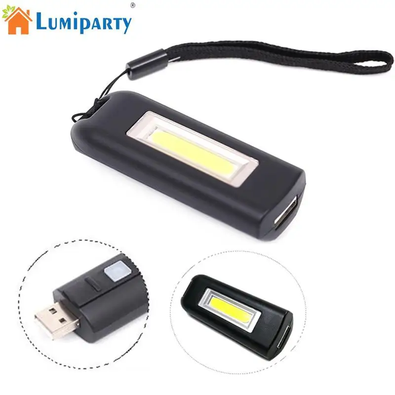 Adeeing Mini COB LED USB Flashlight Keychain Handy Flash Light Lamp Carabiner Camping Outdoor Torch Flashlights Christmas Gift | Лампы и