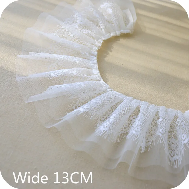 Wide 13CM Double Layers Pleated Eyelash Chiffon Tulle Fine Lace Elastic Ruffle Trim Ribbon Folded Sewing Lace Dresses Applique
Wide 13CM Double Layers Pleated Eyelash Chiffon Tulle Fine Lace Elastic Ruffle Trim Ribbon Folded Sewing Lace Dresses Applique