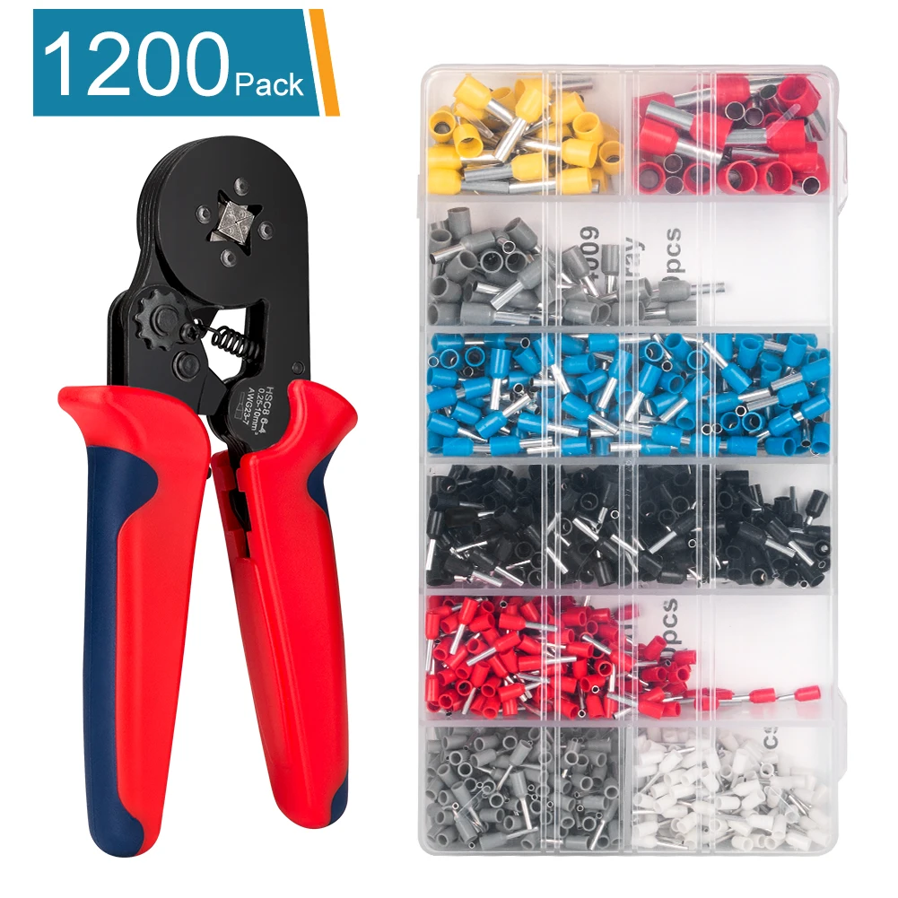 Quadrangled European Ratchet Terminal Crimping Pliers 0.25-6mm with 1200 x Crimp Connectors
Quadrangled European Ratchet Terminal Crimping Pliers 0.25-6mm with 1200 x Crimp Connectors