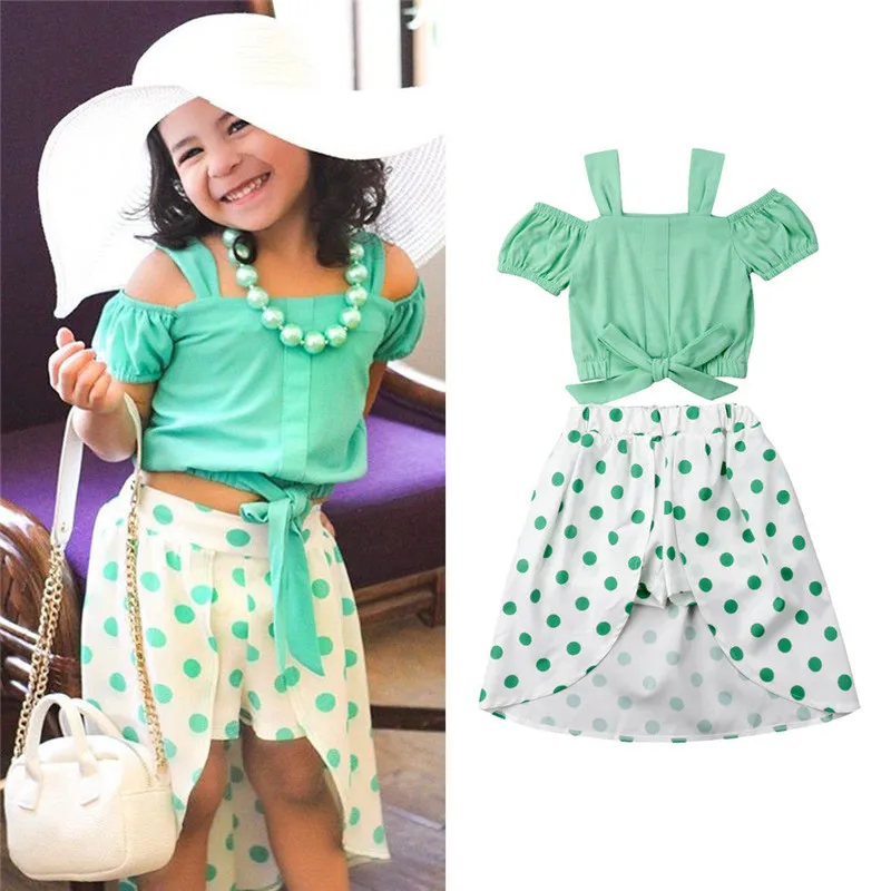 1-6Y Toddler Kid Baby Girl Summer Short Sleeve Off Shoulder Bow Tops T-shirt Polka Dot Shorts Skirt Baby Clothes Outfit 2Pcs Set
1-6Y Toddler Kid Baby Girl Summer Short Sleeve Off Shoulder Bow Tops T-shirt Polka Dot Shorts Skirt Baby Clothes Outfit 2Pcs Set