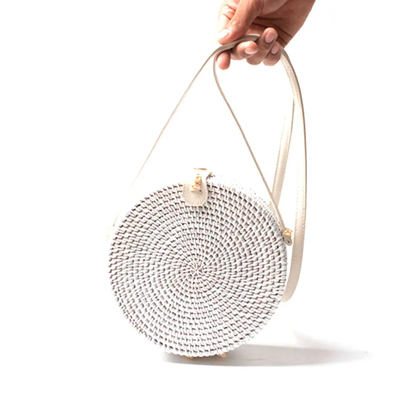 New White Round Rattan Bags For Women Boho Beach Crossbody Bag Straw Handmade Woven Circle Shoulder Bag Female Handbags
New White Round Rattan Bags For Women Boho Beach Crossbody Bag Straw Handmade Woven Circle Shoulder Bag Female Handbags