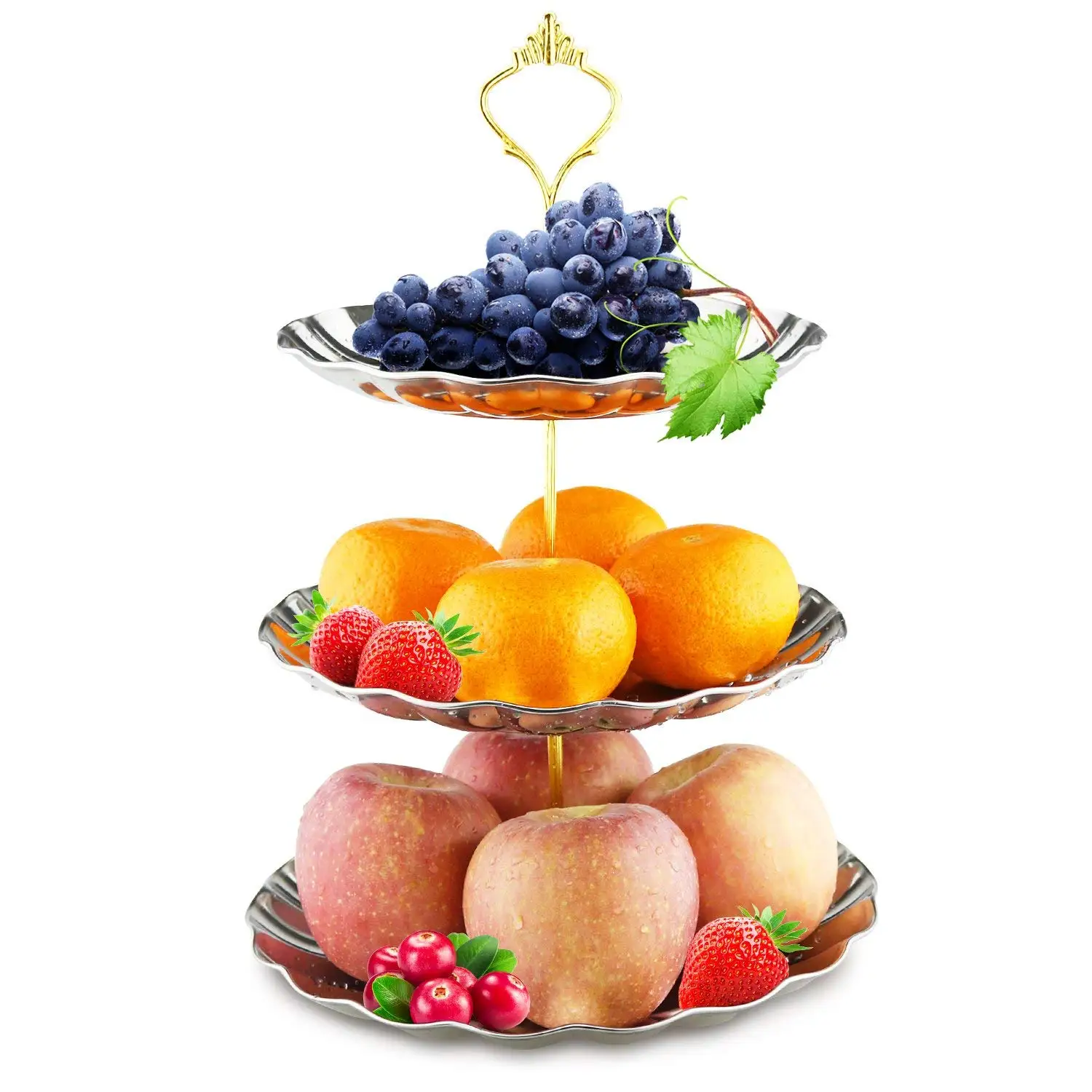 Fruit Plates 3-Tier Stainless Steel Cake Wedding Stand Fruits Desserts Candy Cheese Tableware Plates Display for Wedding
Fruit Plates 3-Tier Stainless Steel Cake Wedding Stand Fruits Desserts Candy Cheese Tableware Plates Display for Wedding