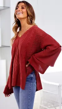 New Womens Winter Warm V Neck Oversized Tops Chunky Knitted Sweater Jumper Solid Autumn Cloth Ruffles Pullover
New Womens Winter Warm V Neck Oversized Tops Chunky Knitted Sweater Jumper Solid Autumn Cloth Ruffles Pullover