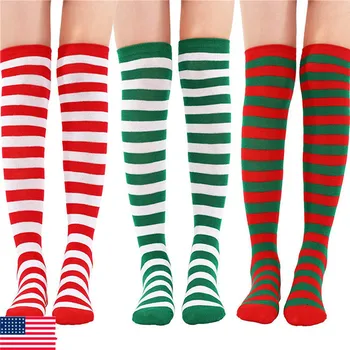 New Women Cotton Stockings Red White Stripe Over Knee High Stockings Christmas Long Stockings
New Women Cotton Stockings Red White Stripe Over Knee High Stockings Christmas Long Stockings