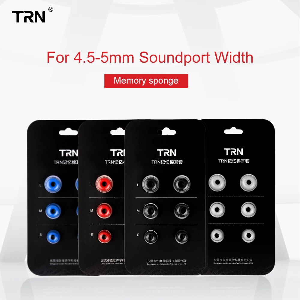 

TRN 3 Pairs (6pcs) S/M/L 4.5mm T400 Noise Isolating Memory Foam Eartips For In Ear Earphone Earbud Ear Cushions With Retail Pack
