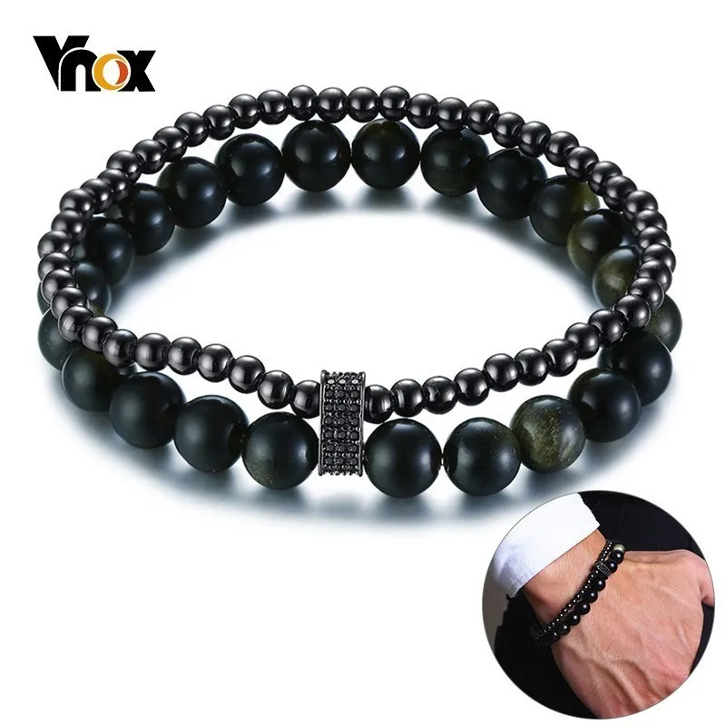 Vnox 2 in 1 Beaded Bracelets for Men Tiger Eye Stones Beads AAA CZ Stone Male Pulseira
Vnox 2 in 1 Beaded Bracelets for Men Tiger Eye Stones Beads AAA CZ Stone Male Pulseira