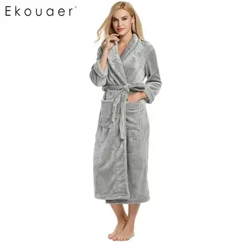 Ekouaer Women Winter Robes Nightwear Warm Kimono Bathrobes Shawl Collar Long Sleeve Soft Plush Bathrobe Sleepwear Long Robe
Ekouaer Women Winter Robes Nightwear Warm Kimono Bathrobes Shawl Collar Long Sleeve Soft Plush Bathrobe Sleepwear Long Robe