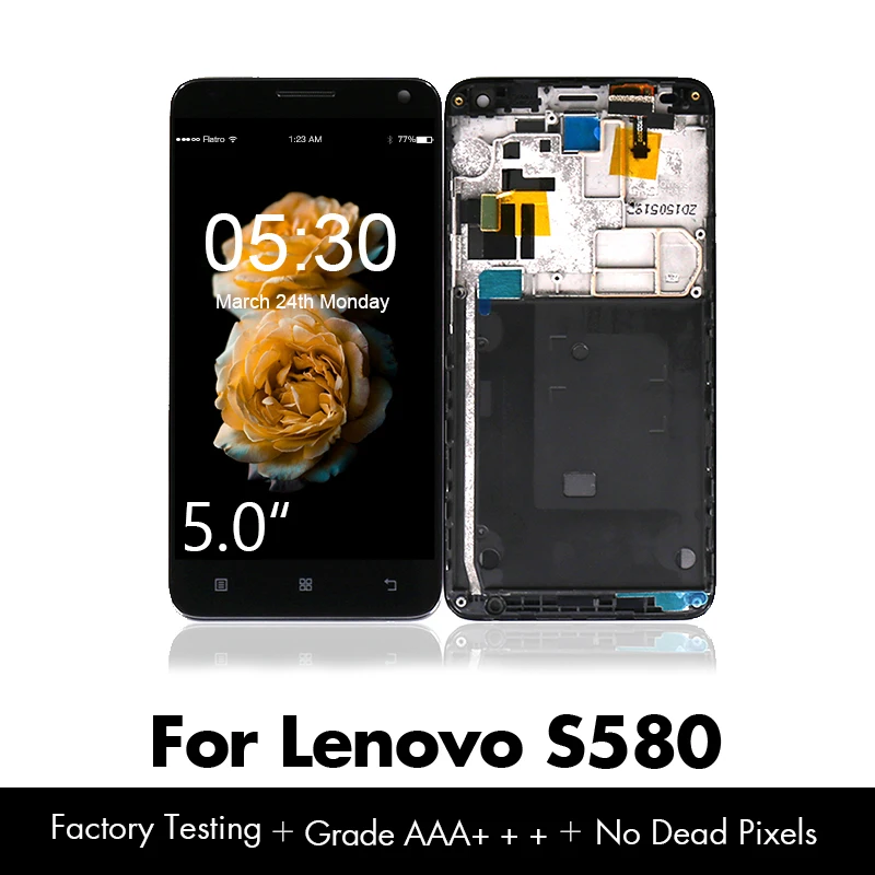 Для lenovo S580 дисплей сенсорный экран дигитайзер для ЖК-дисплей с рамкой Полный