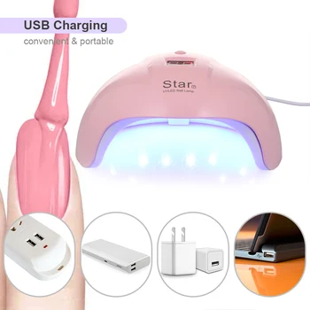 24W USB Charging Gel Nail Lamp Dryer LED UV Acrylic Nail Dryer Curing Lamps Smart Fingernail Toenail Gel Nail Lamp
24W USB Charging Gel Nail Lamp Dryer LED UV Acrylic Nail Dryer Curing Lamps Smart Fingernail Toenail Gel Nail Lamp
