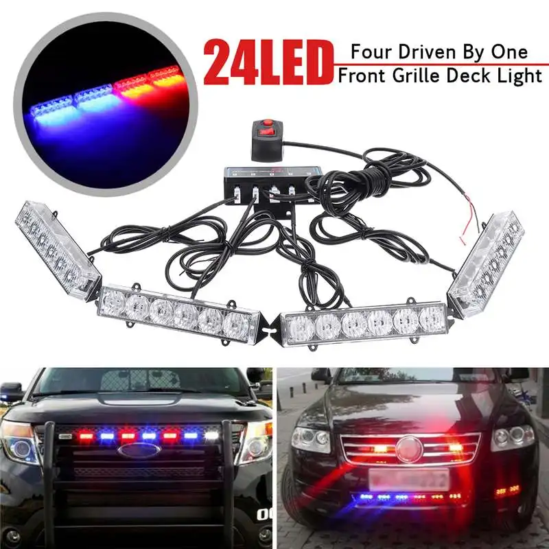 24W 4X 6LED Lights 4-in-1LED Car Front Grille Deck Light 5 ModesHazard Warning Strobe lamp Daytime running lights DC12V
24W 4X 6LED Lights 4-in-1LED Car Front Grille Deck Light 5 ModesHazard Warning Strobe lamp Daytime running lights DC12V