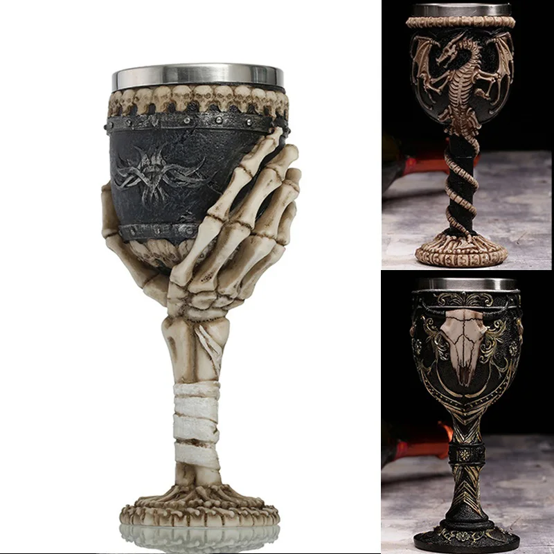 Creative 3D Skull Goblet Skeleton Dragon Claw Horn Punk Style Stainless Steel Gothic Linner Wine Glass Cup Halloween Friend Gift
Creative 3D Skull Goblet Skeleton Dragon Claw Horn Punk Style Stainless Steel Gothic Linner Wine Glass Cup Halloween Friend Gift
