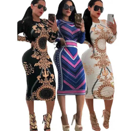 2019 Women Casual O-neck Print Long Sleeve Bodycon Party Long Dress Ladies Sexy Striped Clubwear Dresses Drop shipping
2019 Women Casual O-neck Print Long Sleeve Bodycon Party Long Dress Ladies Sexy Striped Clubwear Dresses Drop shipping