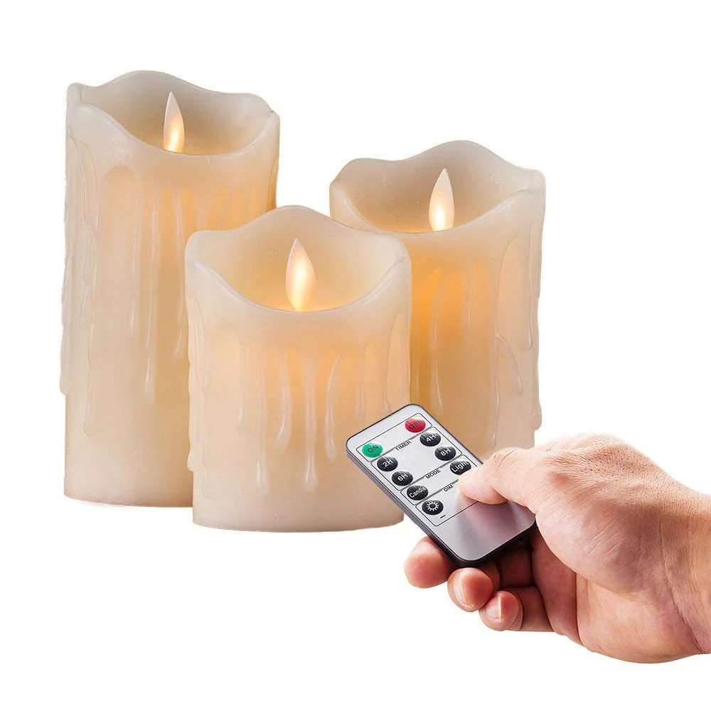 set of 3 Flickering Flameless Pillar LED Candle Remote controlled timer Moving Dancing wick melted edge Wedding Xmas Party-Amber
set of 3 Flickering Flameless Pillar LED Candle Remote controlled timer Moving Dancing wick melted edge Wedding Xmas Party-Amber