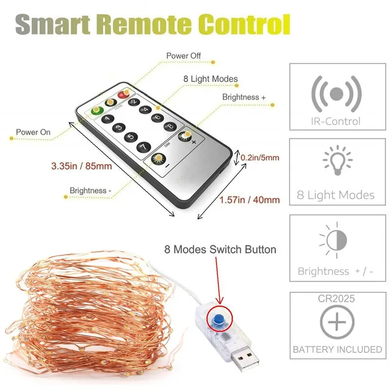 5M 10M USB Remote Control Led String Lighting 50LEDs 100LEDs Wire Fairy Light for Wedding Xmas Christmas Holiday Party Decor
5M 10M USB Remote Control Led String Lighting 50LEDs 100LEDs Wire Fairy Light for Wedding Xmas Christmas Holiday Party Decor