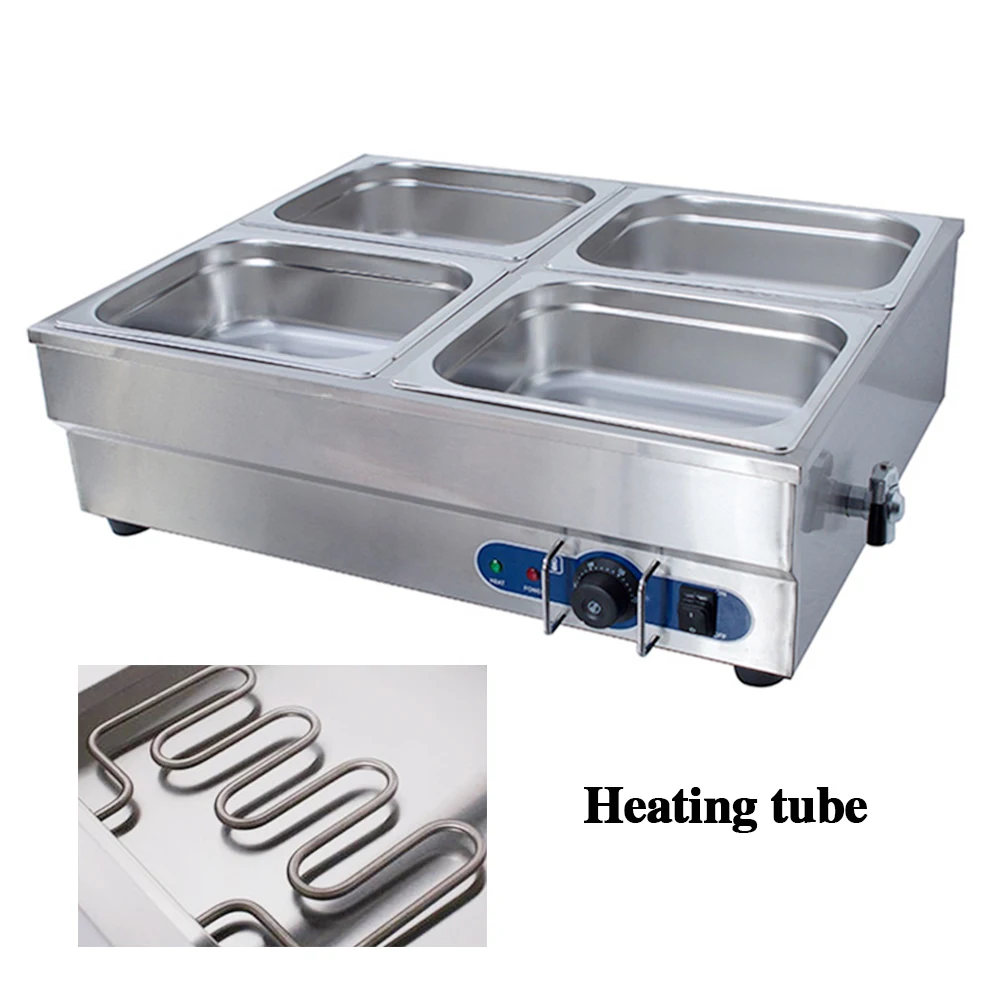 

4 pans electric commerical bain marie of catering equipment stainless steel hot food warmer buffet server Kitchen Equipment