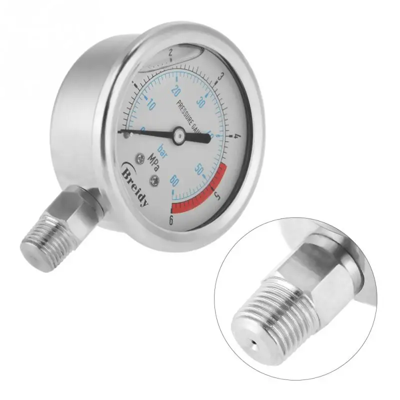 Mini Metal 0-60Bar 0-6Mpa 1/4" NPT 60mm Dial Air Hydraulic Water Pressure Gauge Meter Double Scale For bar / Mpa Measurement
Mini Metal 0-60Bar 0-6Mpa 1/4" NPT 60mm Dial Air Hydraulic Water Pressure Gauge Meter Double Scale For bar / Mpa Measurement