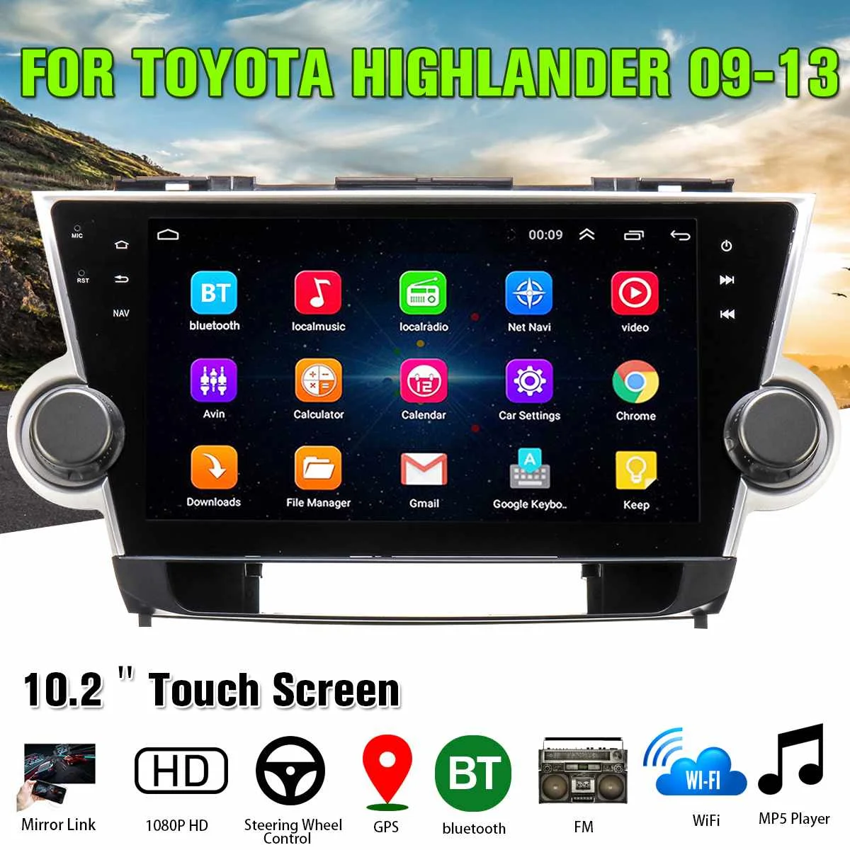 Car Multimedia Player 10.2 1G+16G for Android6.0 Car Stereo 1DIN bluetooth WIFI GPS Quad Core for Toyota Highlander 2009-2019
Car Multimedia Player 10.2 1G+16G for Android6.0 Car Stereo 1DIN bluetooth WIFI GPS Quad Core for Toyota Highlander 2009-2019