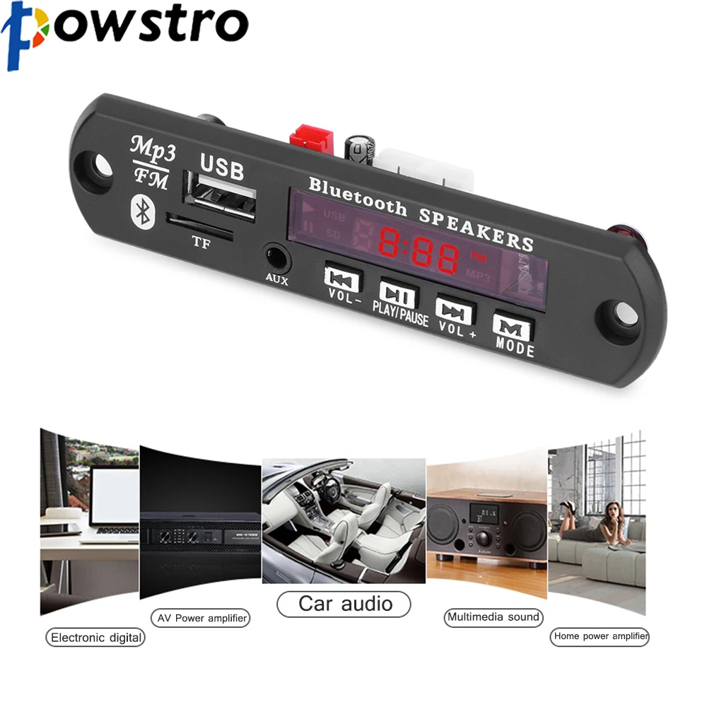 Powstro Car Bluetooth MP3 WAV Decoding Board AUX Speaker Amplifier Audio Receiver Module Support USB/FM Remote Control
Powstro Car Bluetooth MP3 WAV Decoding Board AUX Speaker Amplifier Audio Receiver Module Support USB/FM Remote Control