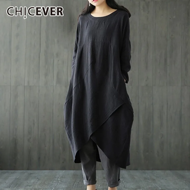 CHICEVER Autumn Winter Cotton Line Dresses For Women O Neck Three Quarter Sleeve Loose Plus Sizes Dress Fashion Casual Clothes
CHICEVER Autumn Winter Cotton Line Dresses For Women O Neck Three Quarter Sleeve Loose Plus Sizes Dress Fashion Casual Clothes