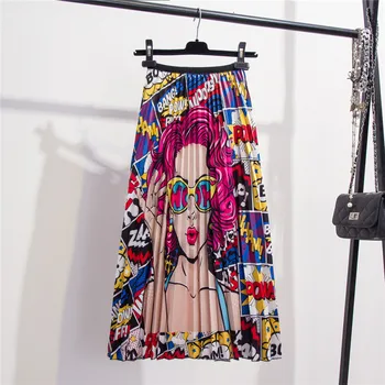 Women Skirts For Holiday High Waist Cartoon Lady Printing Midi Pleated Skirt Casual Loose Femme Spring Summer Skirts
Women Skirts For Holiday High Waist Cartoon Lady Printing Midi Pleated Skirt Casual Loose Femme Spring Summer Skirts