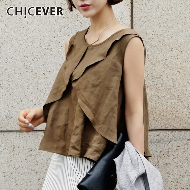 CHICEVER Spring Ruffles Women Linen Vest O Neck Sleeveless Loose Oversize Slim Tank Tops Female Top Clothing 2019 Fashion New
CHICEVER Spring Ruffles Women Linen Vest O Neck Sleeveless Loose Oversize Slim Tank Tops Female Top Clothing 2019 Fashion New