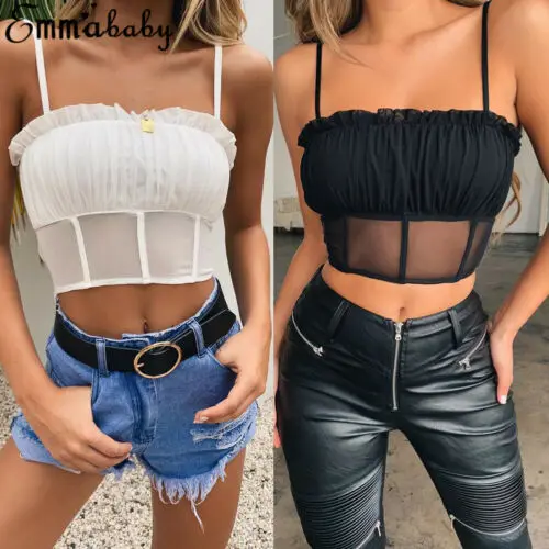 US Women's Casual Elastic Strap Summer Ruched Tank Tops Mesh Vest Chiffon Crop Tops Black White Camis Summer
US Women's Casual Elastic Strap Summer Ruched Tank Tops Mesh Vest Chiffon Crop Tops Black White Camis Summer