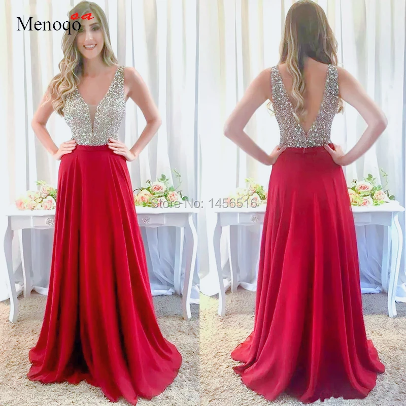 A Line Red Chiffon Sexy Evening Dresses Beaded Formal Prom Gowns For Women Wear
A Line Red Chiffon Sexy Evening Dresses Beaded Formal Prom Gowns For Women Wear