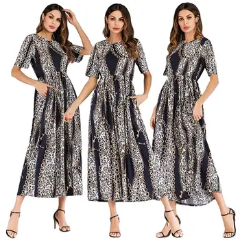 Muslim Women Maxi Dress Leopard Print Slim Robe Dubai High Waist Casual Short Sleeve Summer Dress Islamic A-line Plus Size New
Muslim Women Maxi Dress Leopard Print Slim Robe Dubai High Waist Casual Short Sleeve Summer Dress Islamic A-line Plus Size New