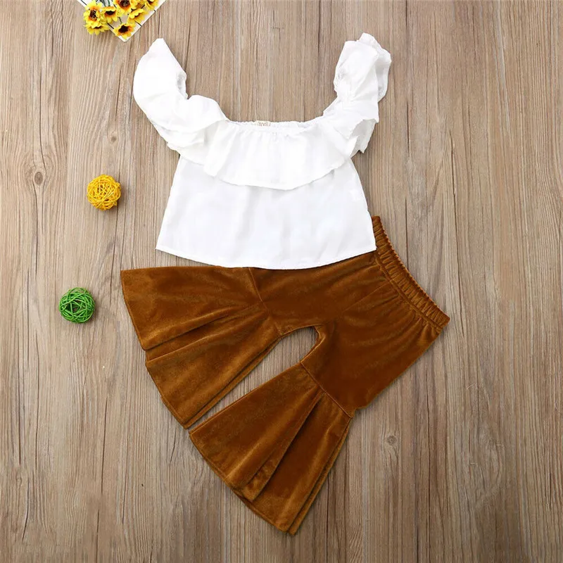 Summer Toddlers Girl Clothes T-shirt Tube Tops+Velvet Flared Pants Bell Bottoms Outfits Kids Clothes Set
Summer Toddlers Girl Clothes T-shirt Tube Tops+Velvet Flared Pants Bell Bottoms Outfits Kids Clothes Set