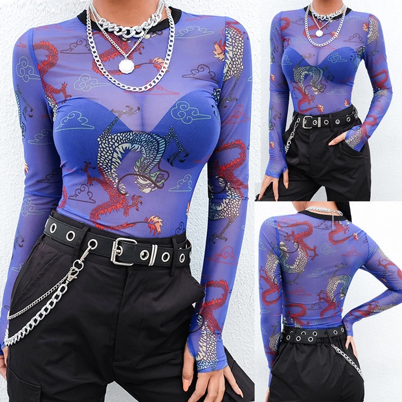 Women Sexy Retro Dragon Print Vintage See-through Transparent Mesh Sheer Top Shirt Blouse Tee Tops
Women Sexy Retro Dragon Print Vintage See-through Transparent Mesh Sheer Top Shirt Blouse Tee Tops