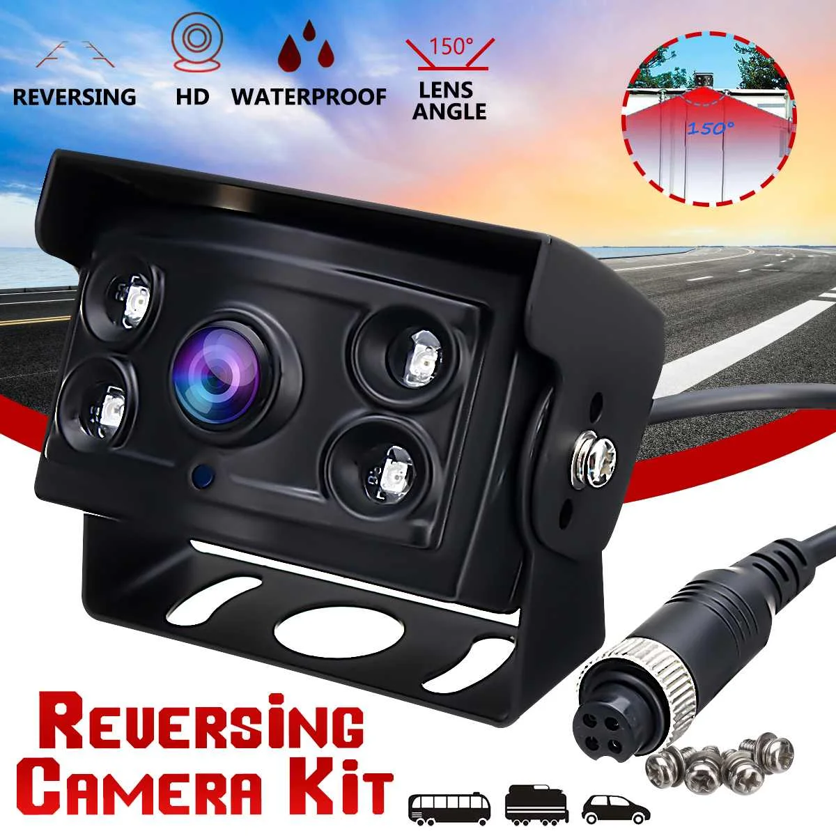 12-24V CCD 150° 4 LED Night Vision Waterproof Rear View Reverse Camera Truck Lorry Bus Vehicle Cameras
12-24V CCD 150° 4 LED Night Vision Waterproof Rear View Reverse Camera Truck Lorry Bus Vehicle Cameras