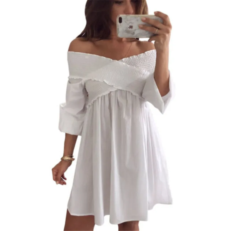 2019 New Women's Long Sleeve Casual Dresses Elegant Woman Solid Color Off-Shoulder Sexy Dress Party Evening Swing Mini Dressees
2019 New Women's Long Sleeve Casual Dresses Elegant Woman Solid Color Off-Shoulder Sexy Dress Party Evening Swing Mini Dressees