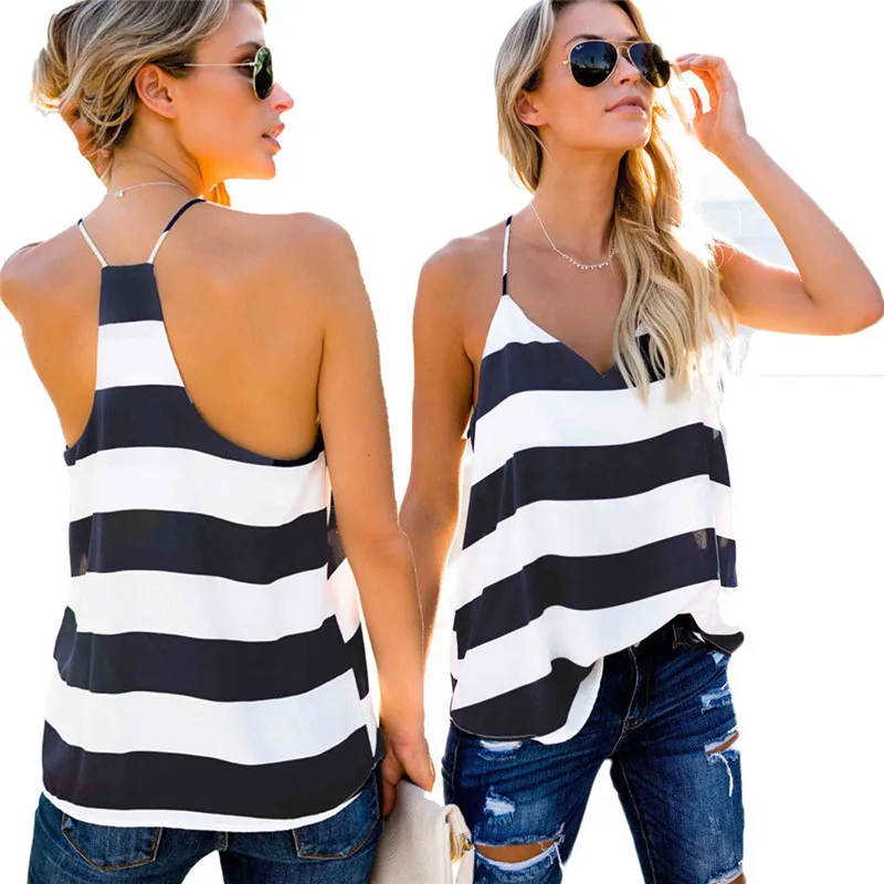 2019 New Striped Women V-Neck Casual Vest Tops Sleeveless Summer Loose Tank Top Clothes T-shirt Singlet Tops S-XL
2019 New Striped Women V-Neck Casual Vest Tops Sleeveless Summer Loose Tank Top Clothes T-shirt Singlet Tops S-XL