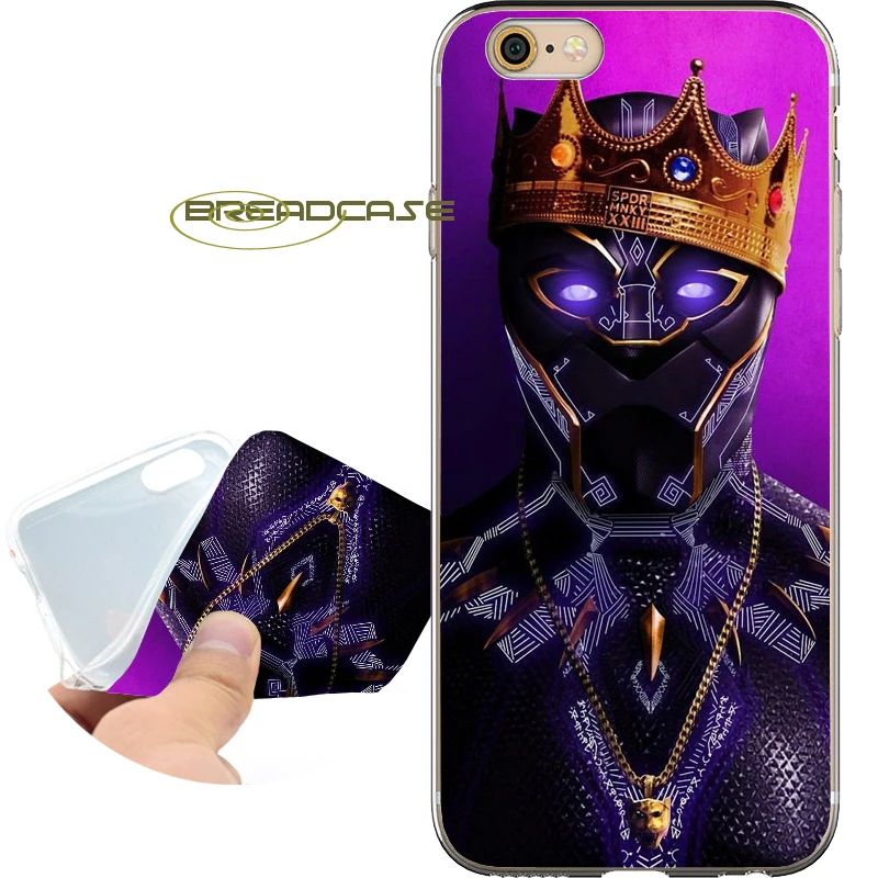 

Capa Black Panther King Crown Soft Clear TPU Silicone Cover Cases for iPhone 10 X 8 7 6S 6 Plus 5S SE 5 5C 4S 4 iPod Touch 6 5.