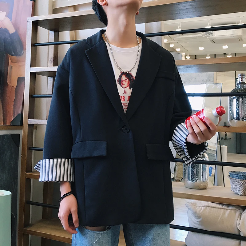 Men's suit 2019 spring new pure color cotton patchwork coat long sleeve slim loose casual jacket personality youth men's wear
Men's suit 2019 spring new pure color cotton patchwork coat long sleeve slim loose casual jacket personality youth men's wear