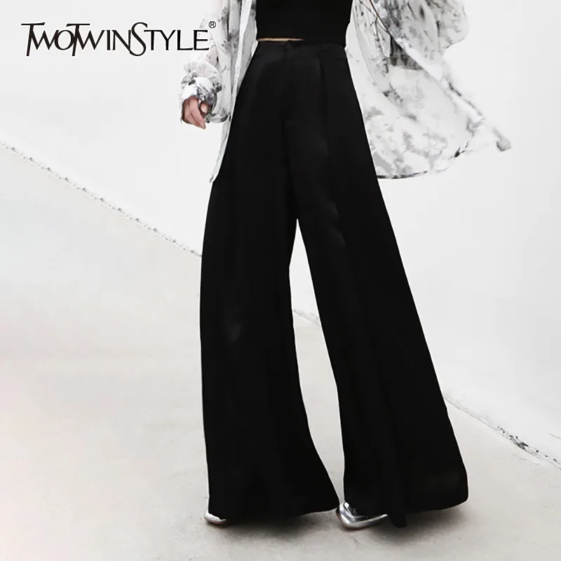 TWOTWINSTYLE 2019 Summer Black Wide Leg Pants For Women High Waist Zippers Big Size Trousers Female Fashion Clothes Korean
TWOTWINSTYLE 2019 Summer Black Wide Leg Pants For Women High Waist Zippers Big Size Trousers Female Fashion Clothes Korean