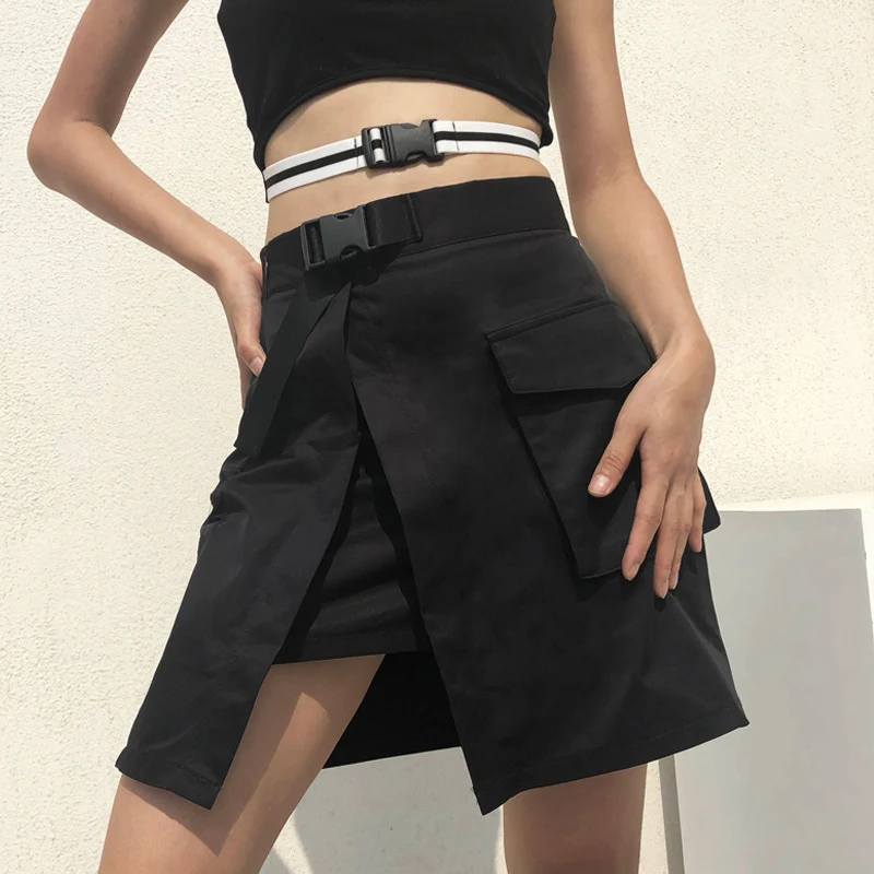 Women Cargo Irregular Skirt Asymmetrical High Split Buckle Belt Harajuku Streetwear Female Pocket Short Dress Side Open Design
Women Cargo Irregular Skirt Asymmetrical High Split Buckle Belt Harajuku Streetwear Female Pocket Short Dress Side Open Design
