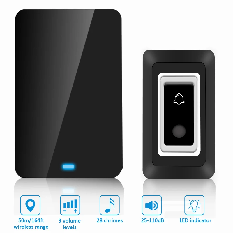 New IP68 Weatherproof & Dustproof Wireless Doorbell LED Flash 50 M Remote EU AU UK US Plug smart Door Bell receiver AC
New IP68 Weatherproof & Dustproof Wireless Doorbell LED Flash 50 M Remote EU AU UK US Plug smart Door Bell receiver AC