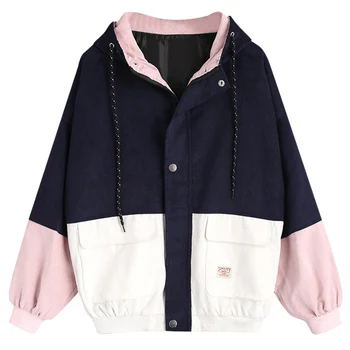 Spring Jacket Coat Women Patchwork Color Block Hooded Pocket Corduroy Jackets Autumn Casual Jacket Coats Women Outerwear
Spring Jacket Coat Women Patchwork Color Block Hooded Pocket Corduroy Jackets Autumn Casual Jacket Coats Women Outerwear
