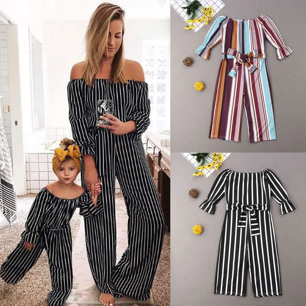 2019 Newly Mommy and Me Family Matching Stripe Shoulderless Jumpsuit Romper Bodysuit Playsuit Mother and Daughter Kid Women
2019 Newly Mommy and Me Family Matching Stripe Shoulderless Jumpsuit Romper Bodysuit Playsuit Mother and Daughter Kid Women