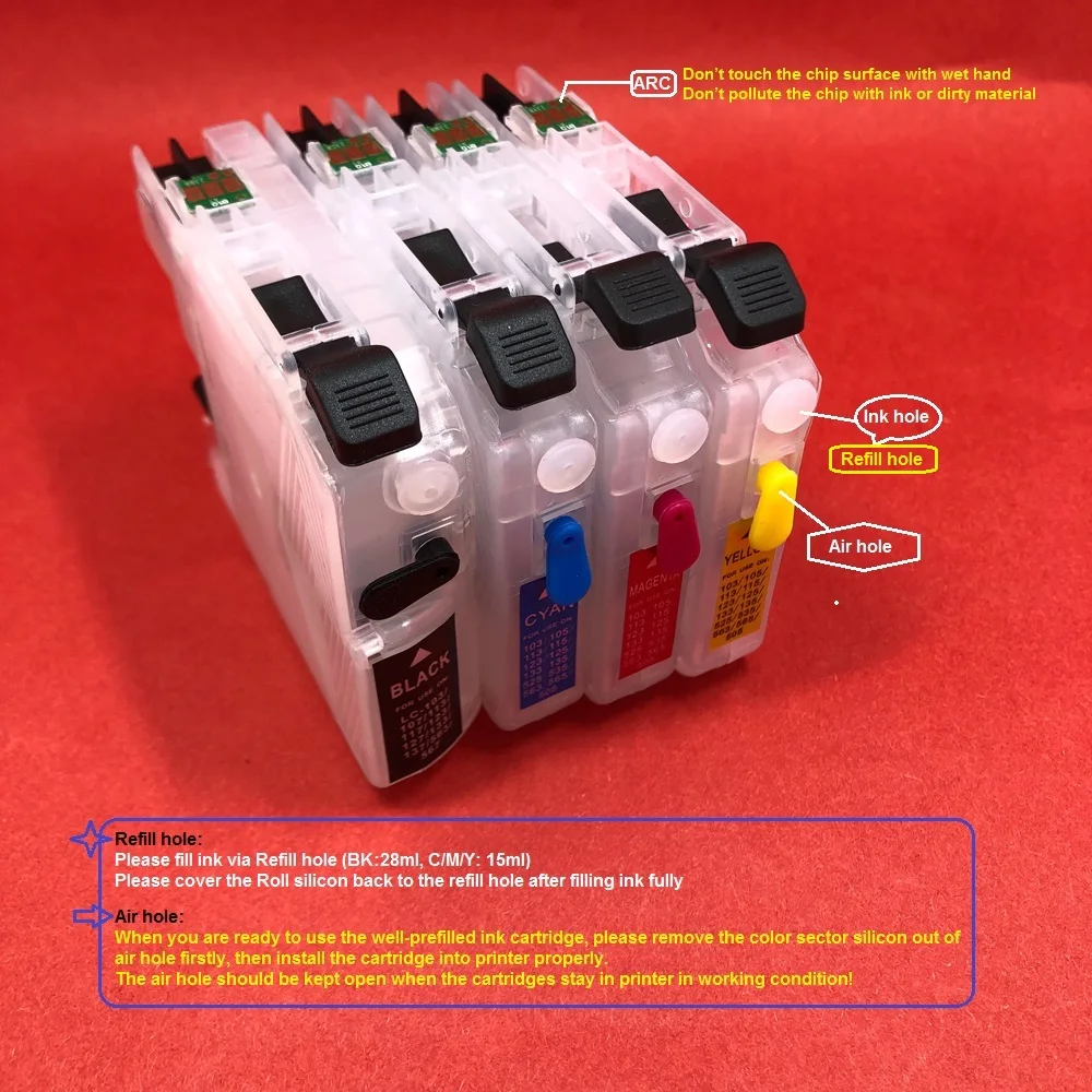 YOTAT Refillable ink cartridge LC123 for Brother MFC-J4410DW MFC-J4510DW MFC-J4610DW MFC-J4710DW MFC-J470DW MFC-J6920DW
YOTAT Refillable ink cartridge LC123 for Brother MFC-J4410DW MFC-J4510DW MFC-J4610DW MFC-J4710DW MFC-J470DW MFC-J6920DW