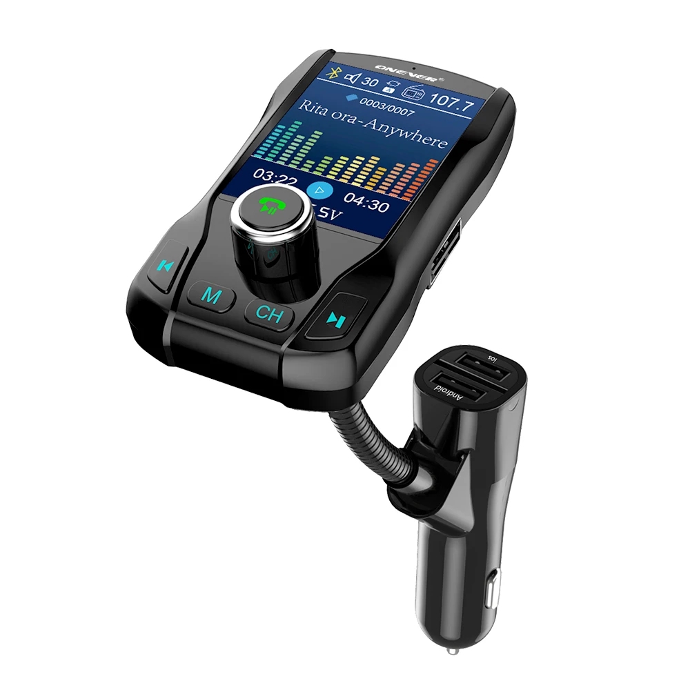 Onever 1.8Inch Large TFT Color Screen FM Transmitter Wireless Bluetooth Handsfree Car Kit MP3 Audio With 5V 2.1A Dual USB Charge
Onever 1.8Inch Large TFT Color Screen FM Transmitter Wireless Bluetooth Handsfree Car Kit MP3 Audio With 5V 2.1A Dual USB Charge